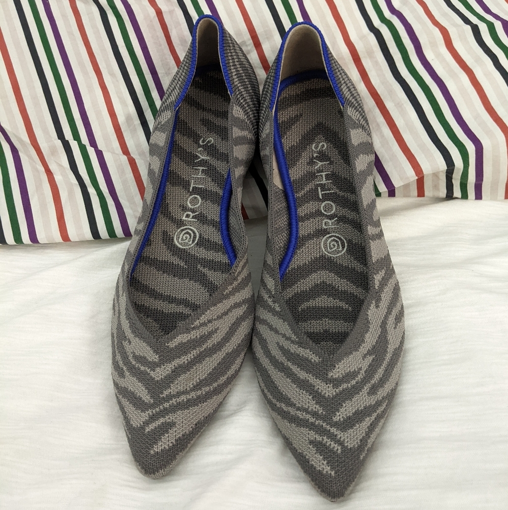Rothy's The Point Gray Zebra Stripe Size 9